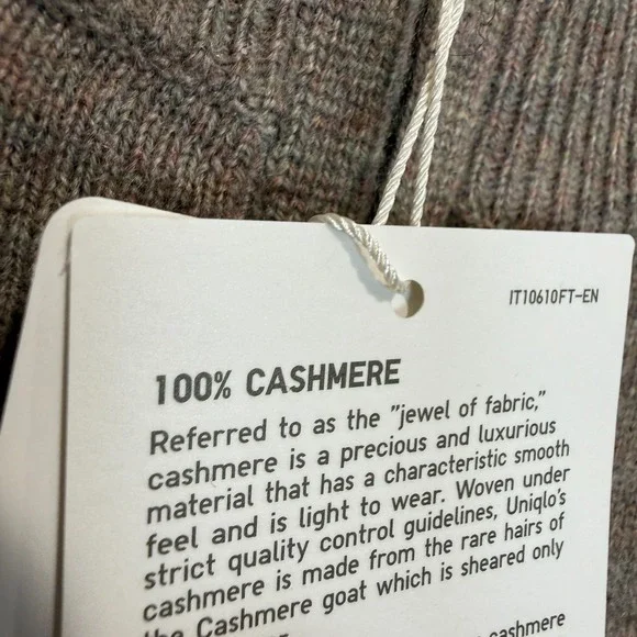 Uniqlo 100% Cashmere Sweater Mens 3XL Quarter Zip Soft Mock Neck Ribbed Hem NEW